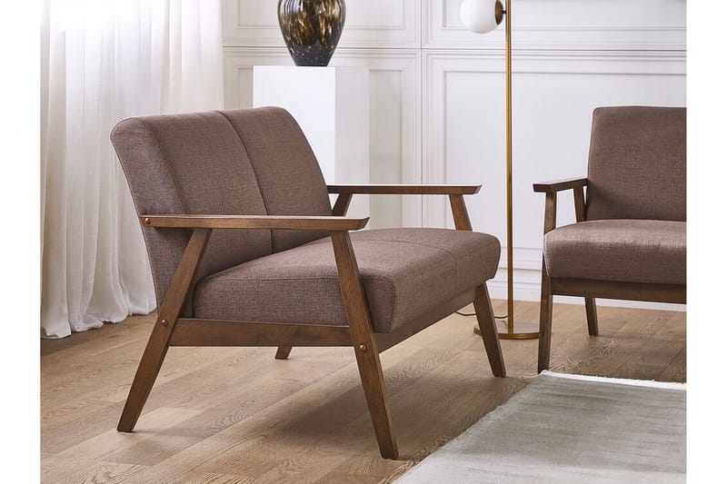 Asnes 2-seter Sofa i Stoff med Treramme - Brun - Møbler - Sofaer - 2 seter sofa