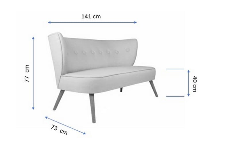 Clivocast Dyp 2-seter Sofa i Stoff med Trebein - Pastellgul - Møbler - Sofaer - 2 seter sofa