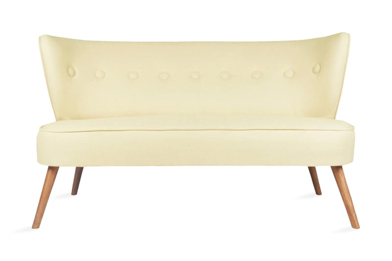 Clivocast Dyp 2-seter Sofa i Stoff med Trebein, Pastellgul