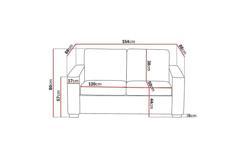 Crazy 2-seters Sofa i Kunstlær - Svart - Møbler - Sofaer - Skinnsofaer
