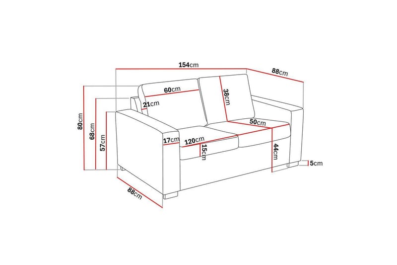 Crazy 2-seters Sofa i Kunstlær - Svart - Møbler - Sofaer - Skinnsofaer