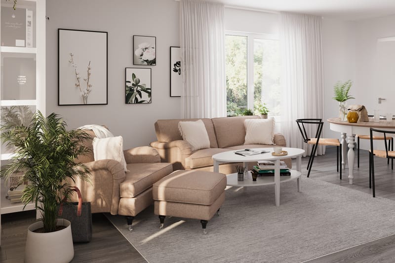 Howard Classic 2-seters Svunget Stoffsofa - Mørk beige - Møbler - Sofaer - 2 seter sofa