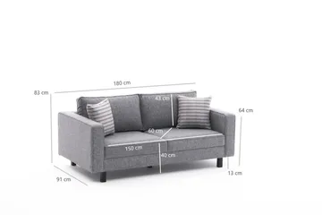 Kaletea Sofa 2-seters - Grå - Møbler - Sofaer - 2 seter sofa