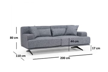 Lums 2-seter Sofa 200 cm i Stoff - Grå - Møbler - Sofaer - 2 seter sofa
