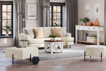 Menard Compact 3-seters Fløyelssofa - Kremhvit - Møbler - Sofaer - Fløyelssofaer