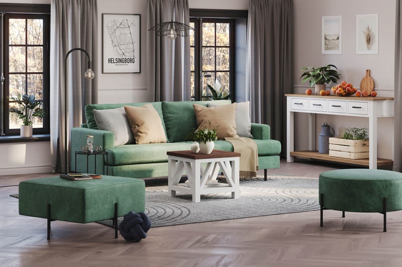 Menard Compact 3-seters Fløyelssofa - Mørk grønn - Møbler - Sofaer - Fløyelssofaer