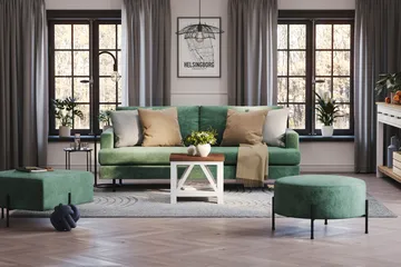 Menard Compact 3-seters Fløyelssofa - Mørk grønn - Møbler - Sofaer - Fløyelssofaer