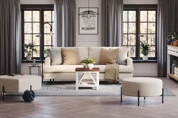 Menard Compact 3-seters Manchestersofa - Beige - Møbler - Sofaer - 3 seter sofa