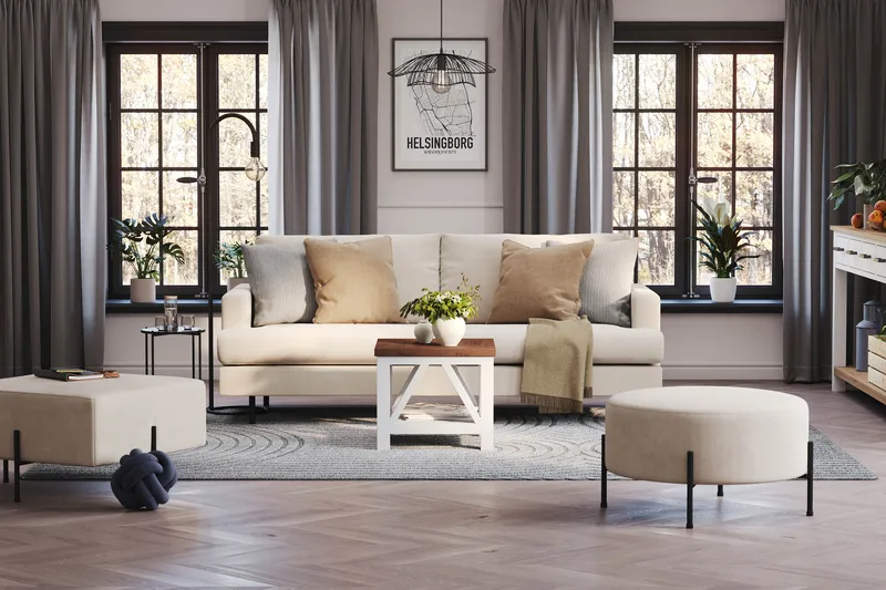Menard Compact 3-seters Manchestersofa - Beige - Møbler - Sofaer - 3 seter sofa