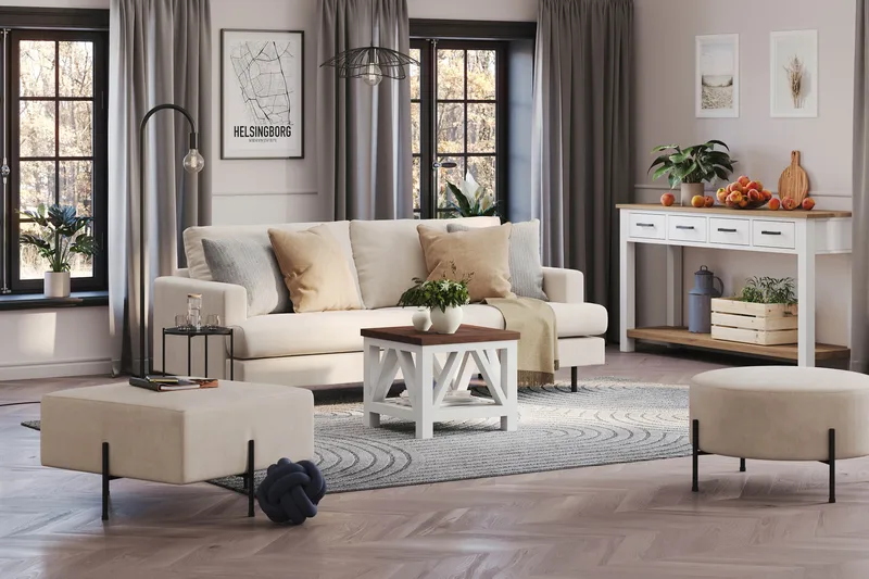 Menard Compact 3-seters Manchestersofa - Beige - Møbler - Sofaer - 3 seter sofa