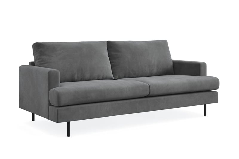 Menard Compact 3-seters Manchestersofa - Grå - Møbler - Sofaer - 3 seter sofa