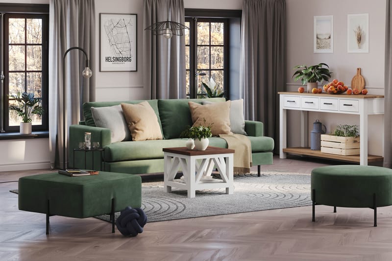 Menard Compact 3-seters Manchestersofa - Grønn - Møbler - Sofaer - 3 seter sofa