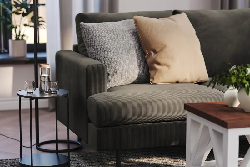 Menard Compact 3-seters Manchestersofa - Mørk grå - Møbler - Sofaer - 3 seter sofa