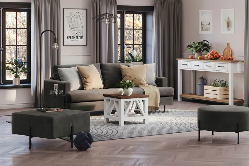 Menard Compact 3-seters Manchestersofa - Mørk grå - Møbler - Sofaer - 3 seter sofa