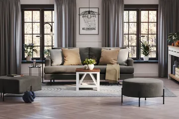 Menard Compact 3-seters Manchestersofa - Mørk gr å - Møbler - Sofaer - 3 seter sofa