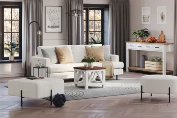 Menard Compact 3-seters Sofa i Bouclé - Hvit - Møbler - Sofaer - 3 seter sofa