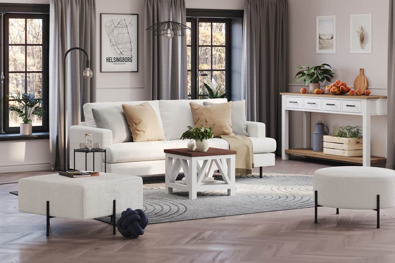 Menard Compact 3-seters Sofa i Bouclé - Hvit - Møbler - Sofaer - 3 seter sofa