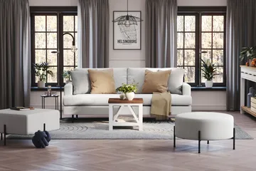 Menard Compact 3-seters Stoffsofa - Lys grå - Møbler - Sofaer - 3 seter sofa