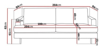 Menard Compact 3-seters Stoffsofa - Mørk grå - Møbler - Sofaer - 3 seter sofa