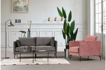 Mezonzo 2-seter Fløyelssofa 177 cm med Smale Armlener - Grå - Møbler - Sofaer - 2 seter sofa