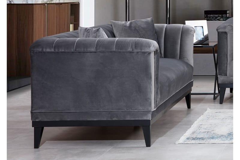 Mezonzo 2-seter Fløyelssofa 190 cm med Kanalsydd Rygg - Grå - Møbler - Sofaer - 2 seter sofa