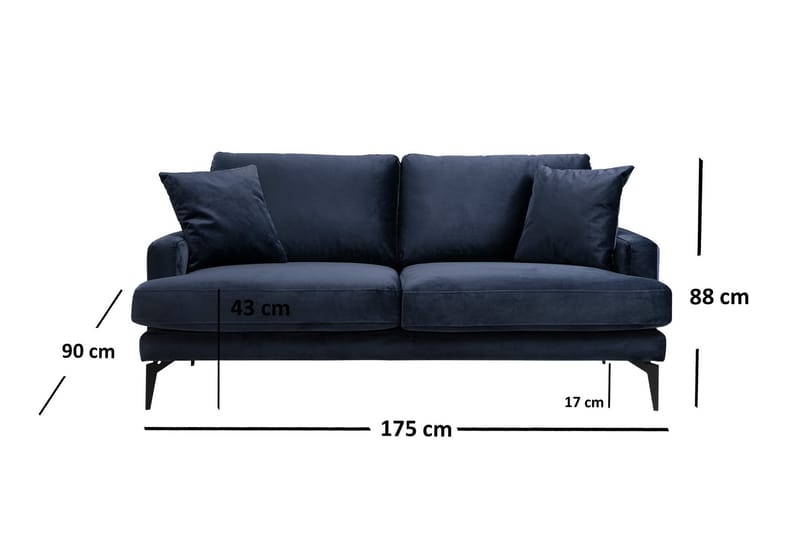 2-Seter Sofa Naiomy - Blå - 2 seter sofa