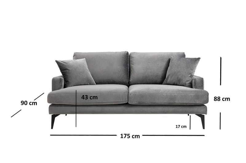 2-Seter Sofa Naiomy - Grå - 2 seter sofa