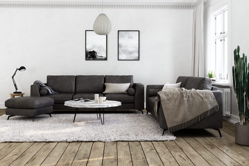 Ocean Lyx 3-seter Sofa i Kunstlær - Svart - Møbler - Sofaer - Skinnsofaer