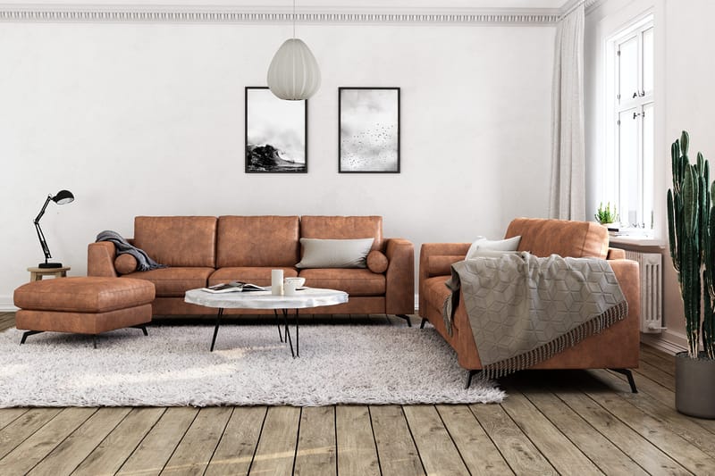 Ocean Lyx 3-seters Sofa i Kunstlær - Brun - Møbler - Sofaer - Skinnsofaer
