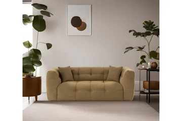 Octavian 2-seter Sofa med Knappet Kubisk i Bouclé - Brun - Møbler - Sofaer - 2 seter sofa