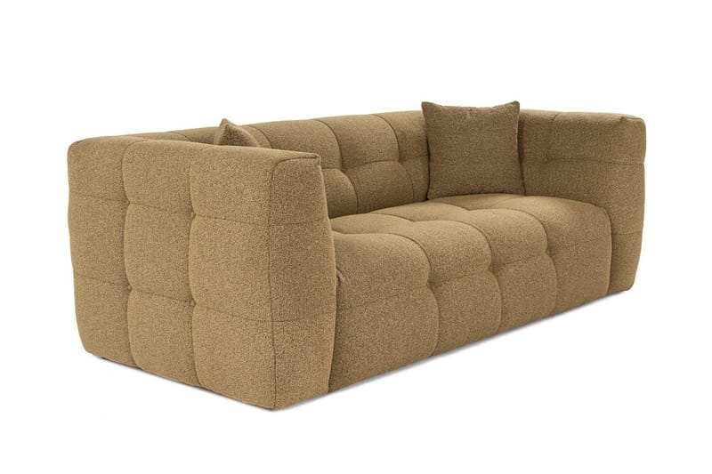 Octavian 2-seter Sofa med Knappet Kubisk i Bouclé - Brun - Møbler - Sofaer - 2 seter sofa