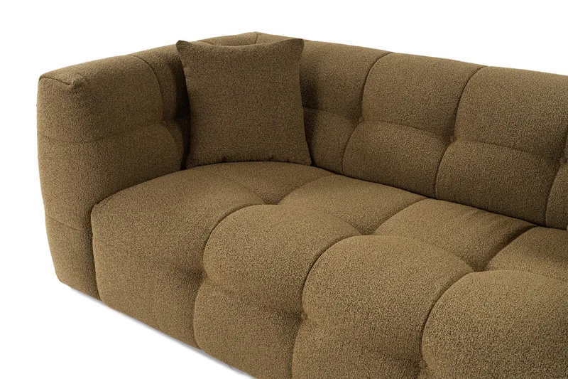 Octavian 2-seter Sofa med Knappet Kubisk i Bouclé - Brun - Møbler - Sofaer - 2 seter sofa