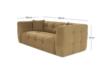 Octavian 2-seter Sofa med Knappet Kubisk i Bouclé - Brun - Møbler - Sofaer - 2 seter sofa