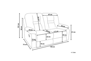 Sofa 2 Sete Bergen - Brun - Møbler - Sofaer - Reclinersofaer - 2 seters kinosofa & reclinersofa