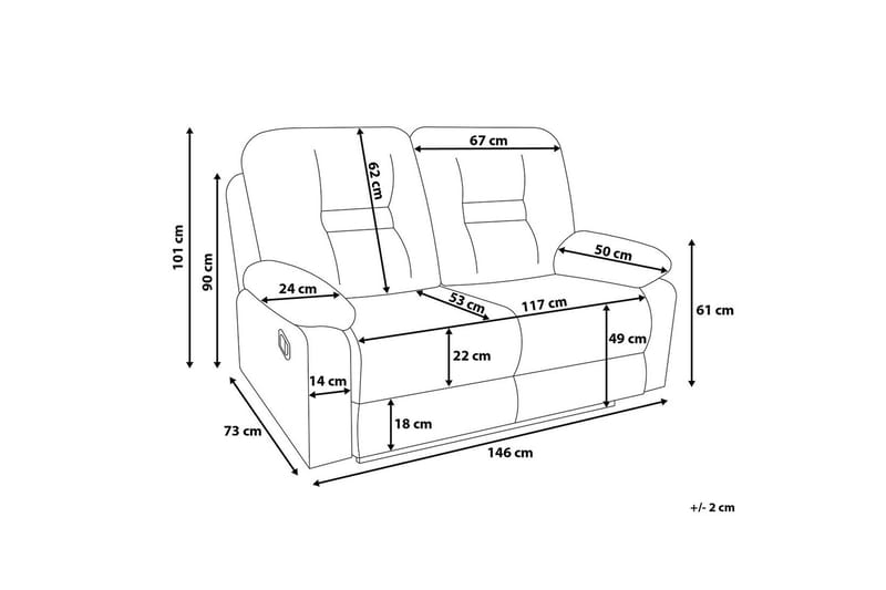 Sofa 2 Sete Bergen - Brun - Møbler - Sofaer - Reclinersofaer - 2 seters kinosofa & reclinersofa