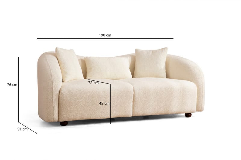 Sofa 2-seters Itason - Beige|Bouclé - 2 seter sofa