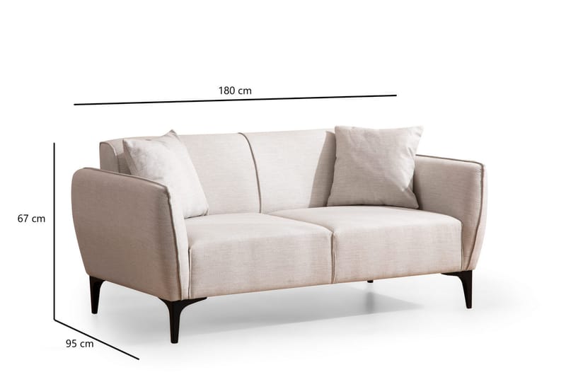 Sofa 2-seters Wangaratta - Hvit - 2 seter sofa
