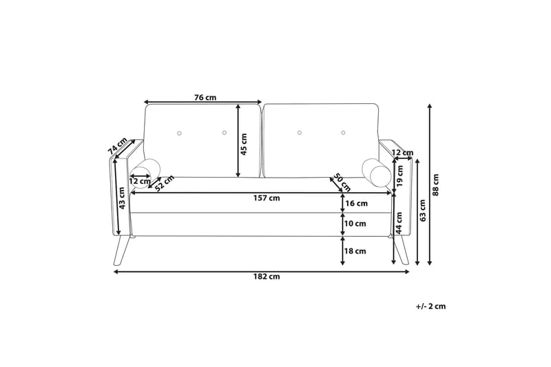 Sofa Turntine - Grå - 2 seter sofa