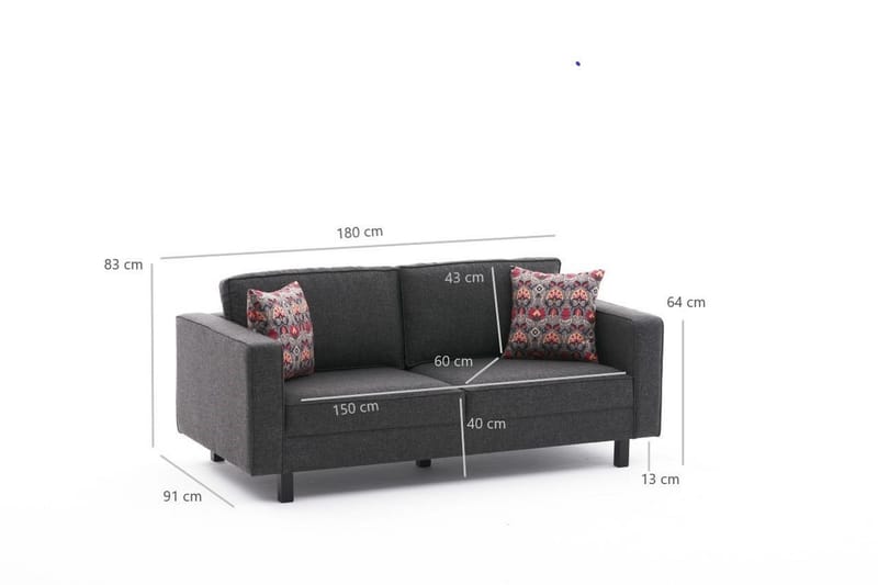 Sofa Vivianna 2-seters - Antrasitt - Møbler - Sofaer - 2 seter sofa