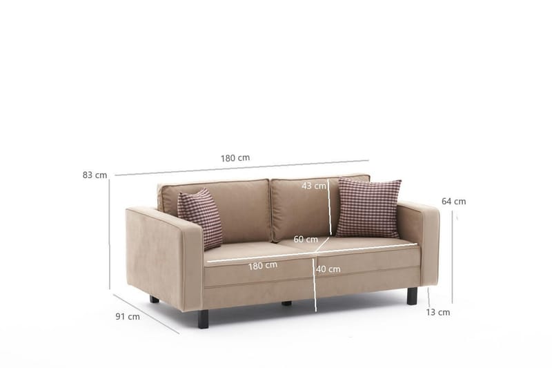 Sofa Vivianna 2-seters - Beige - 2 seter sofa