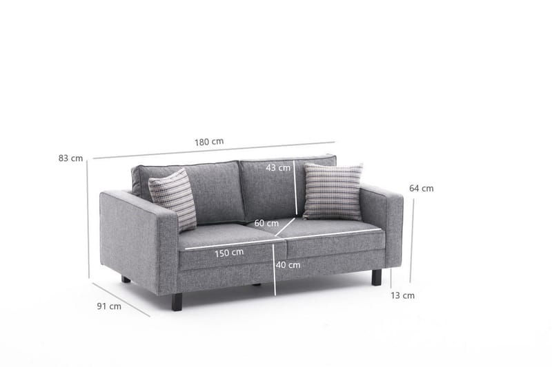 Sofa Vivianna 2-seters - Grå - 2 seter sofa