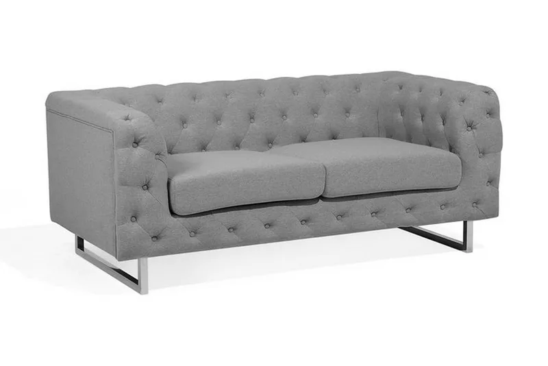 Vissland 2-seter Tuftet Sofa i Stoff med Metallben, Grå
