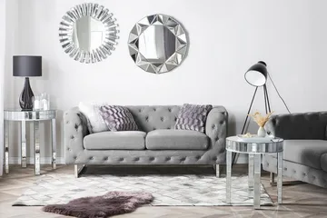 Vissland 2-seter Tuftet Sofa i Stoff med Metallben - Grå - Møbler - Sofaer - 2 seter sofa
