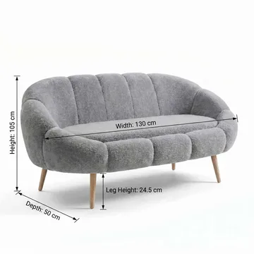 2-seters sofa Atelier Del Sofa Lida (130 x 105 x 50 cm) Grå - Møbler - Sofaer - 2 seter sofa