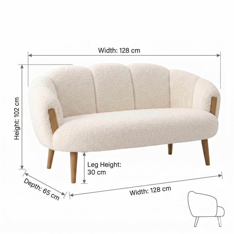 2-seters sofa Atelier Del Sofa Star (128 x 102 x 65 cm) Krem - Møbler - Sofaer - 2 seter sofa