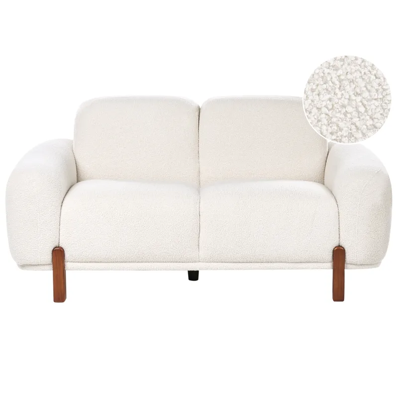 2-seters sofa Odnes i bouclé, Hvit