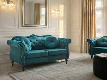 2-seters sofa Skien - Blågrønn - Møbler - Sofaer - Fløyelssofaer