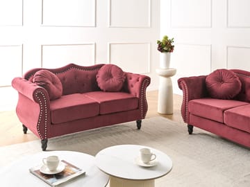 2-seters sofa Skien - Mørkerød - Møbler - Sofaer - Fløyelssofaer