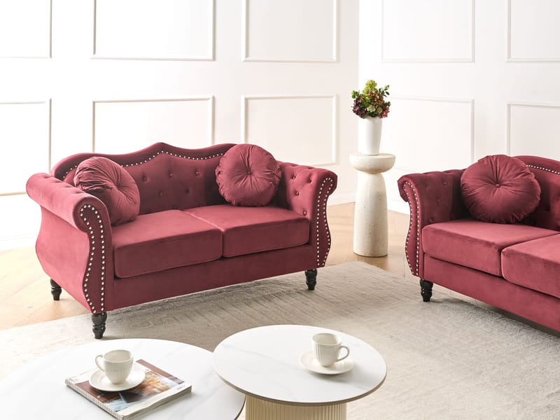 2-seters sofa Skien - Mørkerød - Møbler - Sofaer - Fløyelssofaer