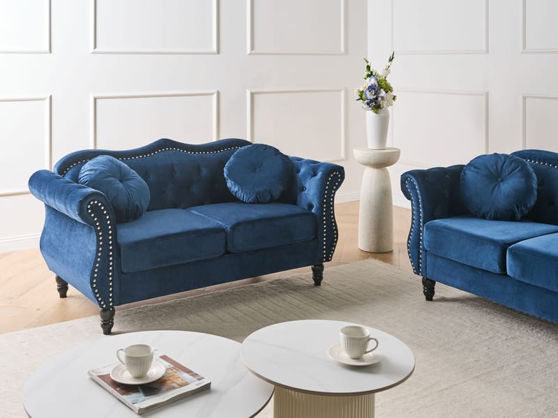 2-seters sofa Skien - Marineblå - Møbler - Sofaer - Fløyelssofaer